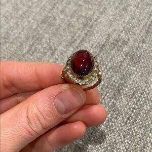 Elegant Silver and Red Gemstone Ring